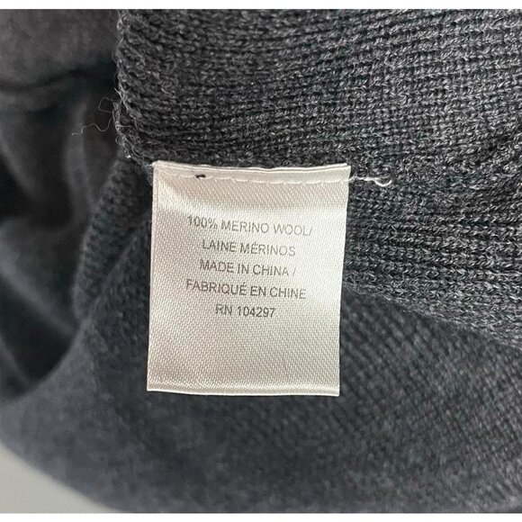 MILLY Small Charcoal Gray Merino Wool Knit Sweater Dress Ruffle Sleeve V Neck - Picture 6 of 6